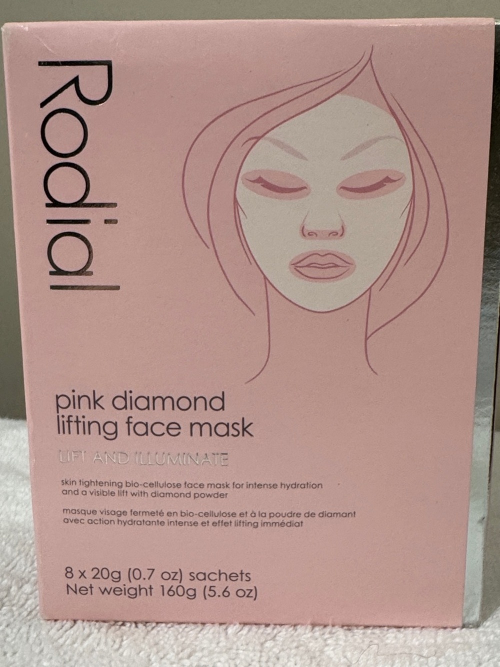 Rodial Pink Diamond Lifting Face Mask - Pink & Silver Pack 8 Sachets.